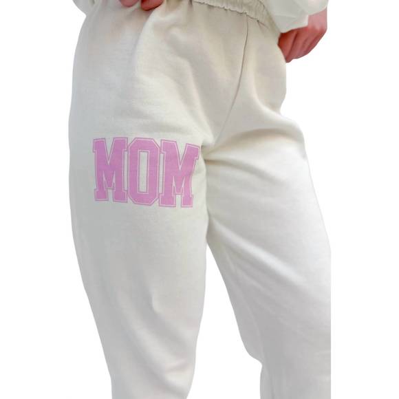 NEW FRIDAY + SATURDAY mom block sweatpants in white - Picture 1 of 4